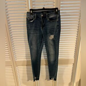 Judy Blue Dark Blue Distressed Skinny Jeans